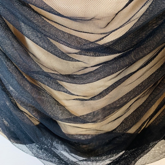 Boston Proper Nude Black Sheer Top Medium WhimsiGoth Fairycore Witchy Stretchy - Picture 12 of 15